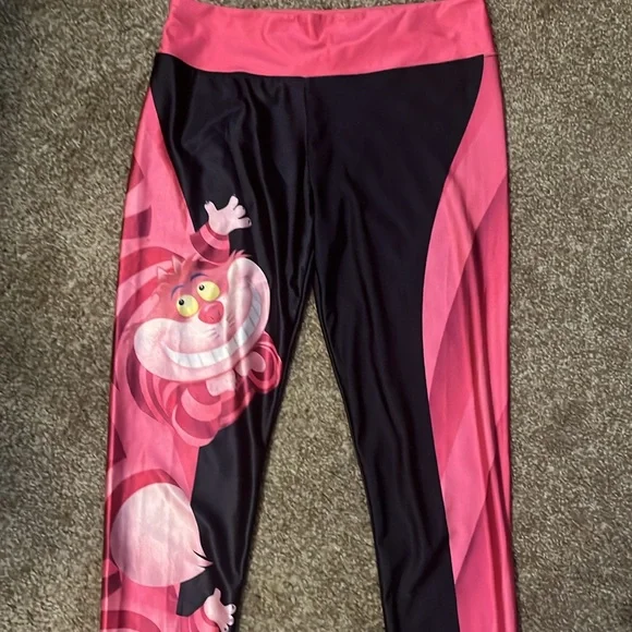 Pink and Black Cheshire Cat Leggings Size Medium . - Picture 7 of 7